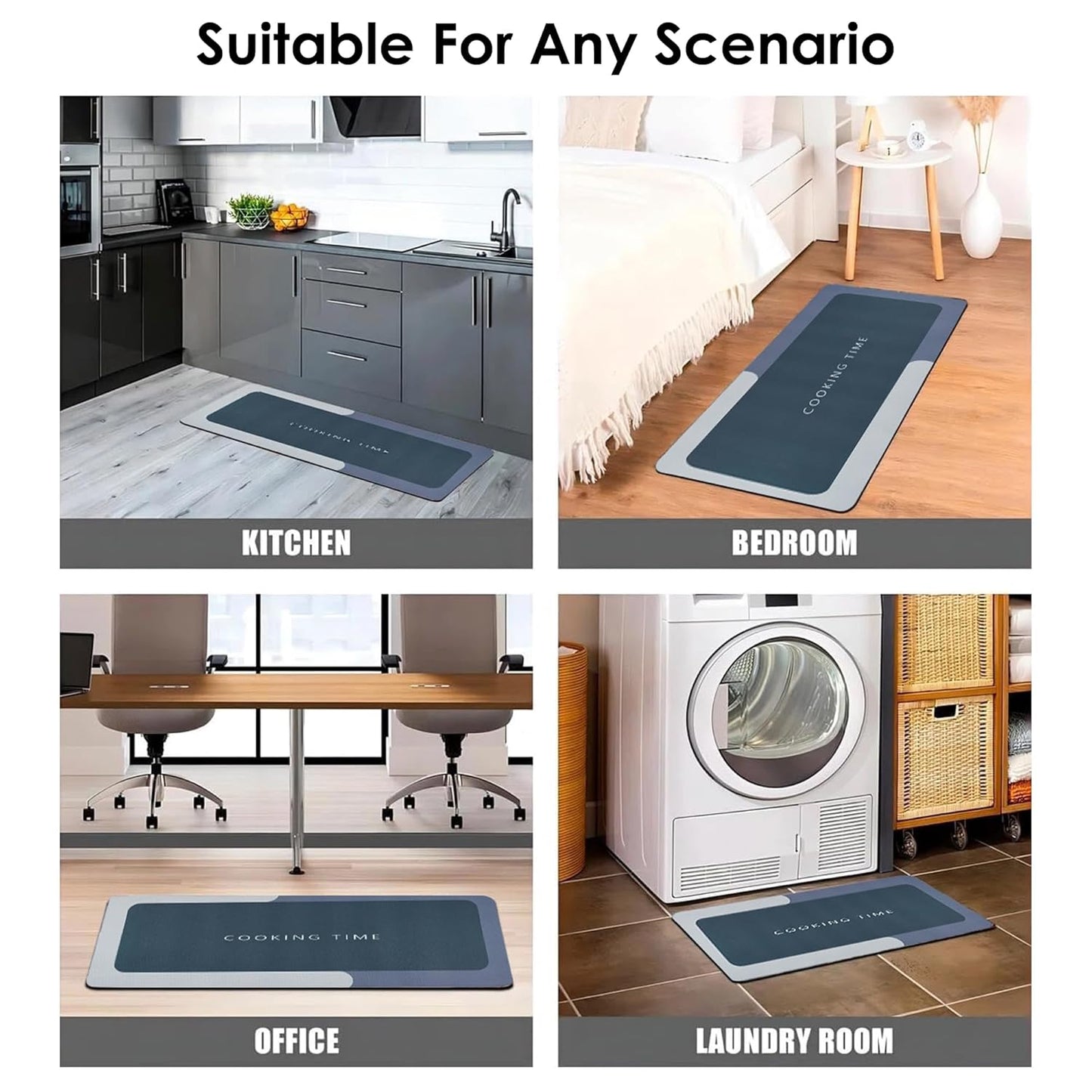 Smarthutt Anti-Slip Kitchen Mats Sets 2 Piece Ash Grey Non Slip Kitchen Mats for Floor Cushioned Kitchen Rugs & Mats Waterproof Comfort Standing Mat Runner for Kitchen